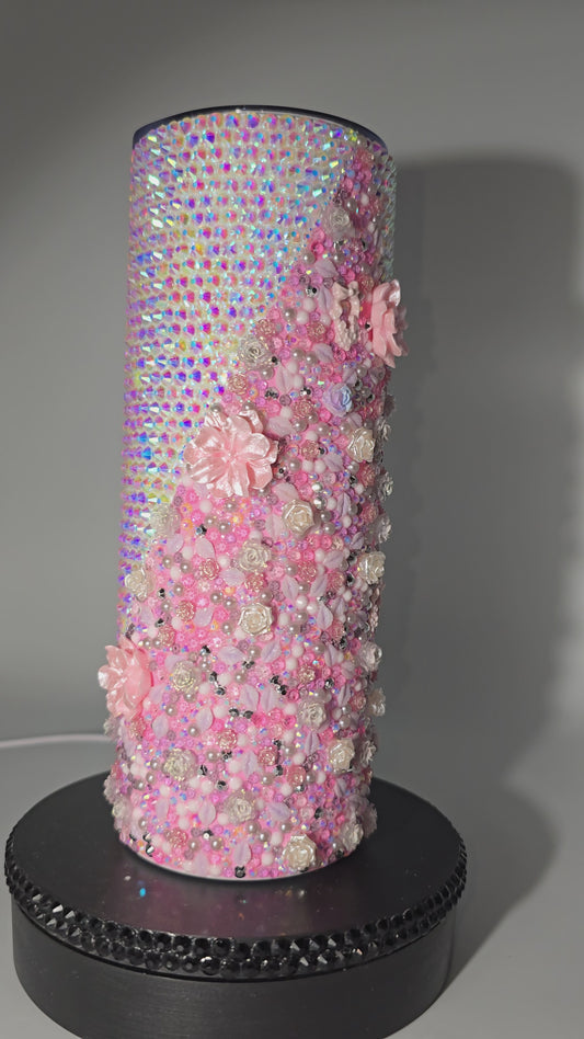 Celina Miller Art - Bling Pink Flower Aurora Tumbler