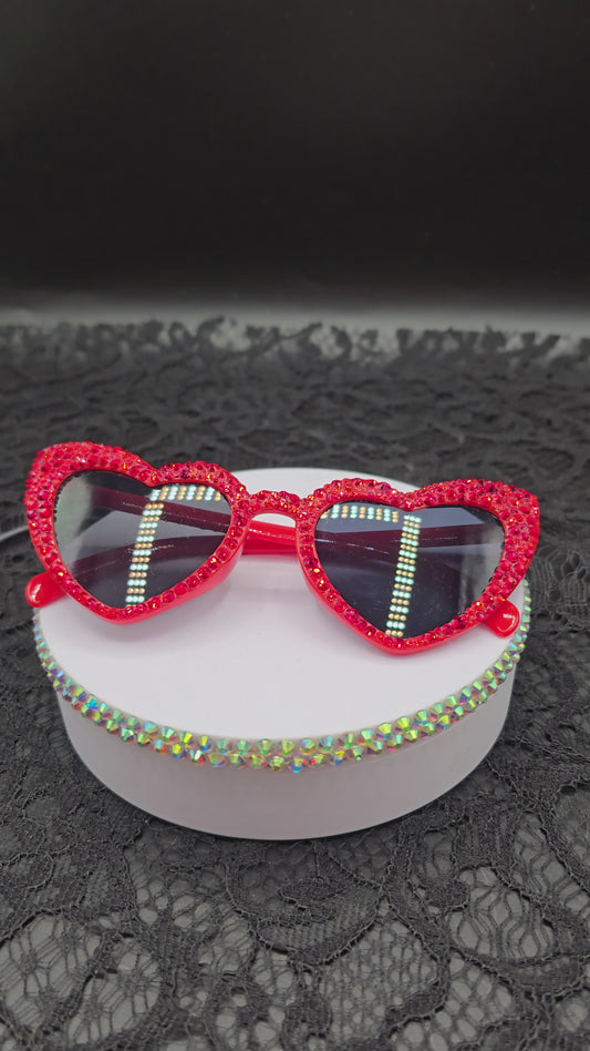 Celina Miller Art - Bling Red Heart Sunglasses